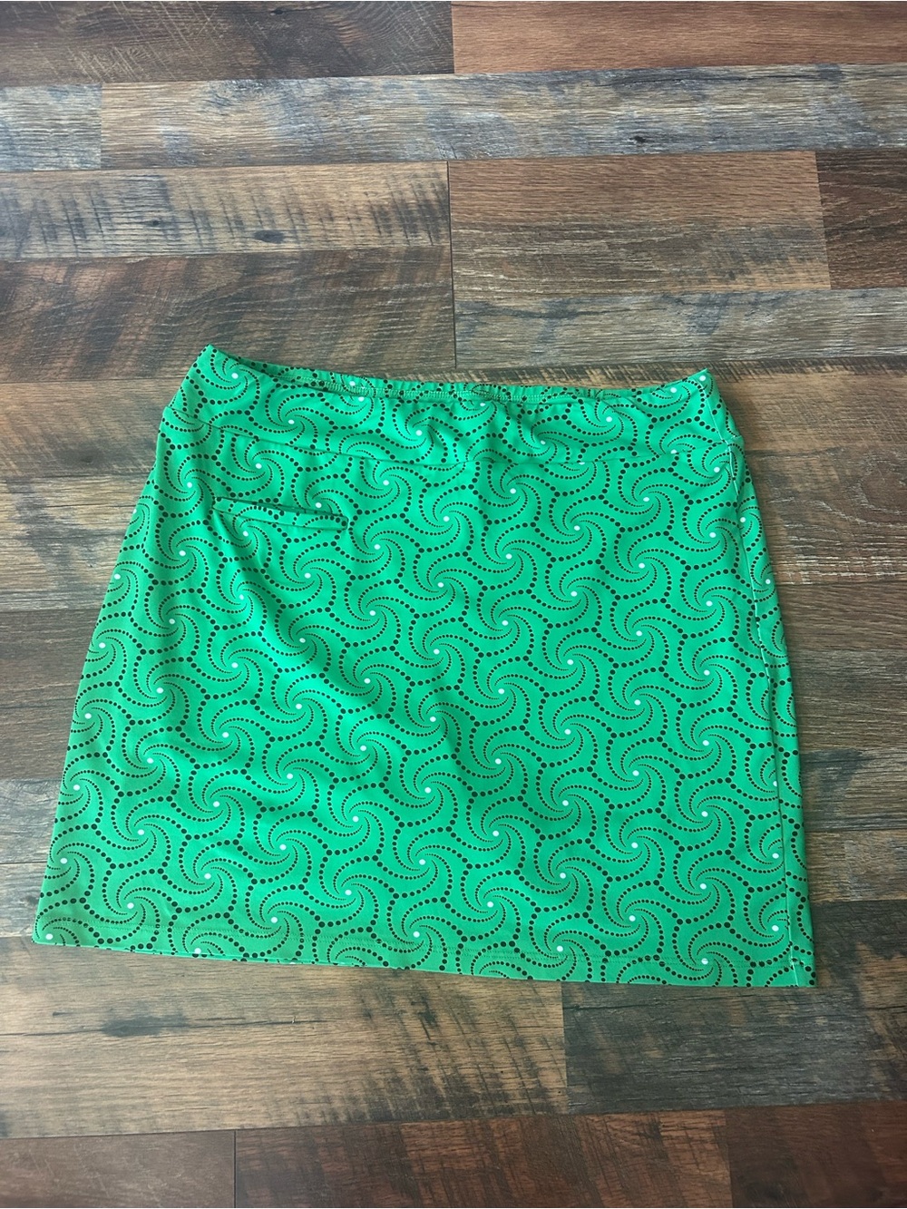 Melly M Kelly Green Mini Skirt with Swirl Cutouts